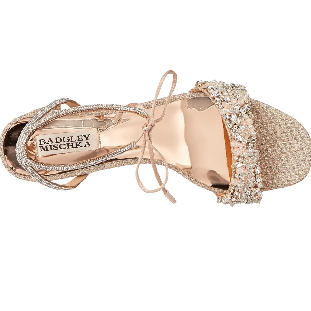 Badgely Mischka Jeweled Kay Heel in Pale Gold - Picture 3 of 12
